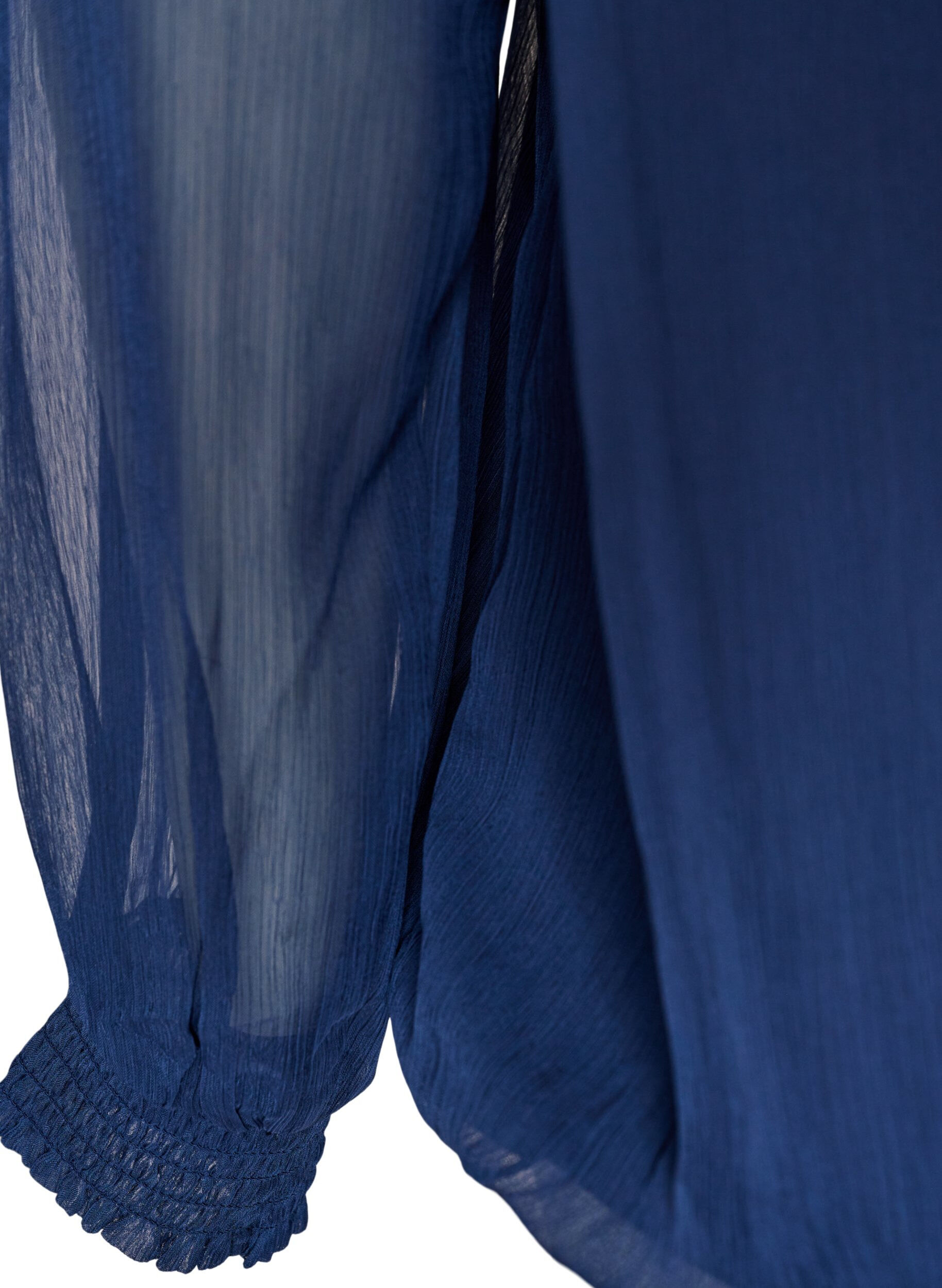 ZizzifashionChiffon blouse with sheer sleeves, Blue, Packshot image number 3
