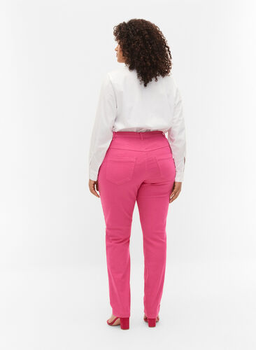 Emily jeans with normal waist and slim fit, Shock. Pink, Model image number 1