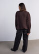 Balloon silhouette blouse with V-neck, Brown, Model image number 2
