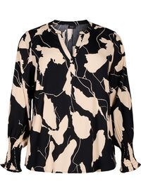 Printed viscose blouse with smock