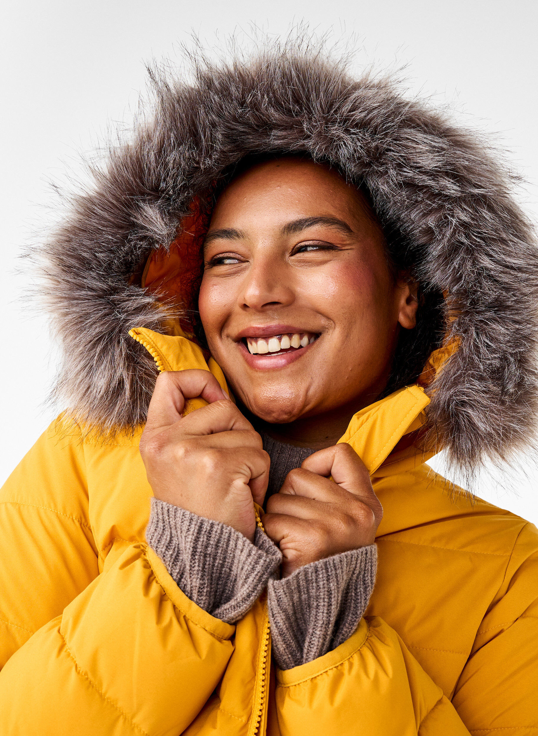 Zizzifashion Short puffer jacket with hood, Yellow, Image image number 0