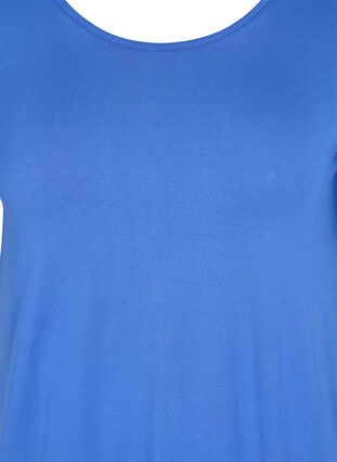 Short-sleeved viscose dress with back detail, Dazzling Blue, Packshot image number 2