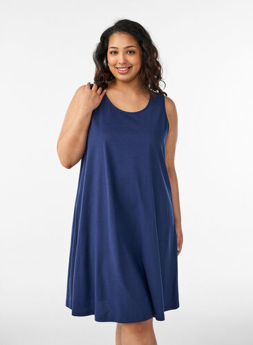 Sleeveless A-line dress - Blue - Sz. L - Zizzifashion Sleeveless A-line dress - Blue - Sz. L - Zizzifashion