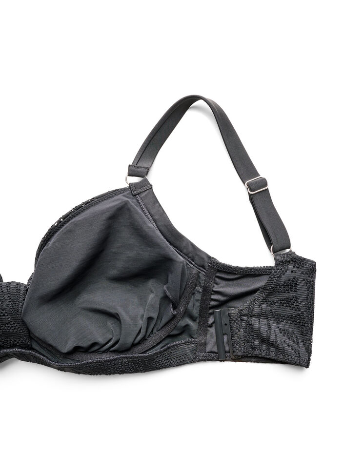 Bikini bra with structured mesh and removable inserts, Black, Packshot image number 3