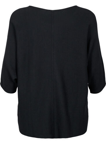 Knitted blouse with 3/4 sleeves, Black, Packshot image number 1