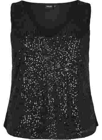 Sleeveless sequin top with v-neck