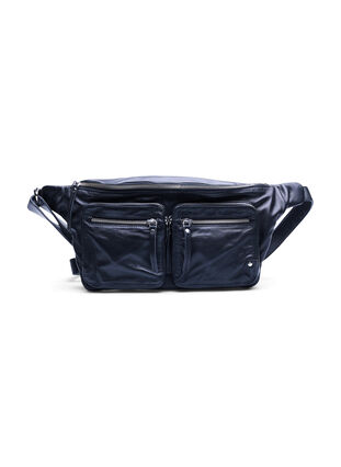 Belt bag in leather, Black, Packshot image number 0