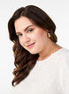 Short-sleeved blouse with embroidery and a round neck, White, Model image number 3