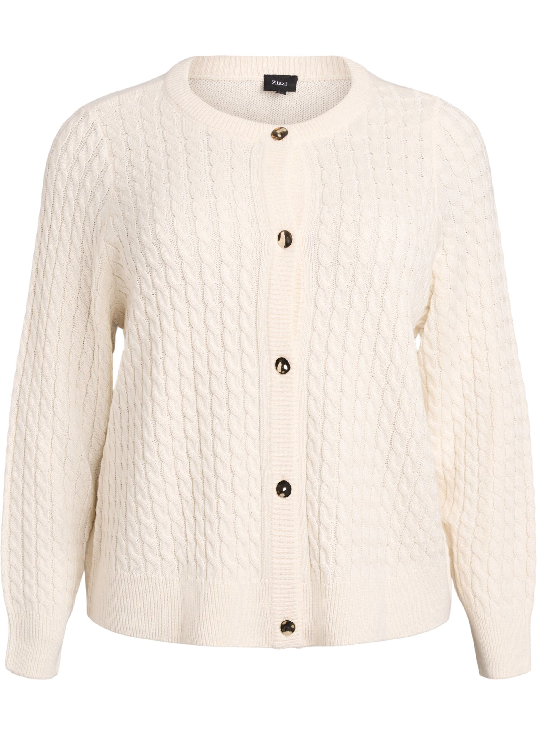 Cable knit cardigan with golden buttons