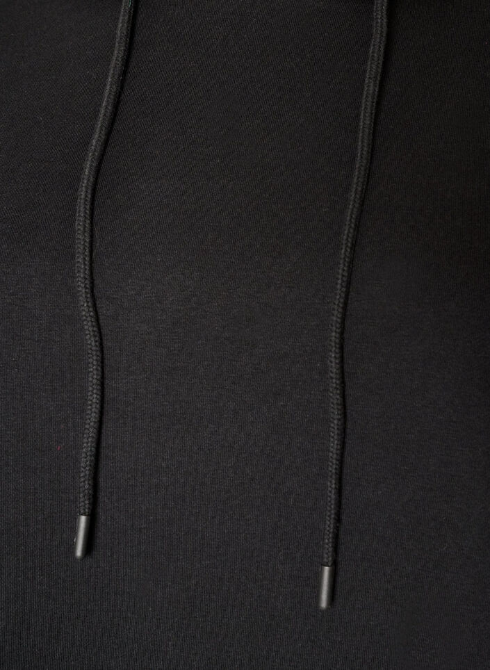Hooded sweatshirt dress with pockets, Black, Packshot image number 2