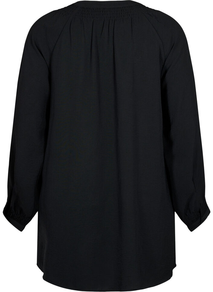 Long-sleeved tunic with smock, Black, Packshot image number 1