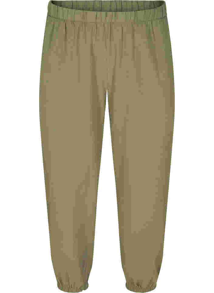 Cropped trousers in cotton, Deep Lichen Green, Packshot image number 0