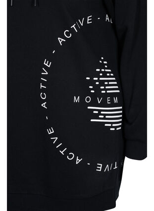 Long sweatshirt with a hood and print details, Black w. Logo Print, Packshot image number 3