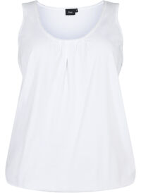Cotton top with round neck and lace trim