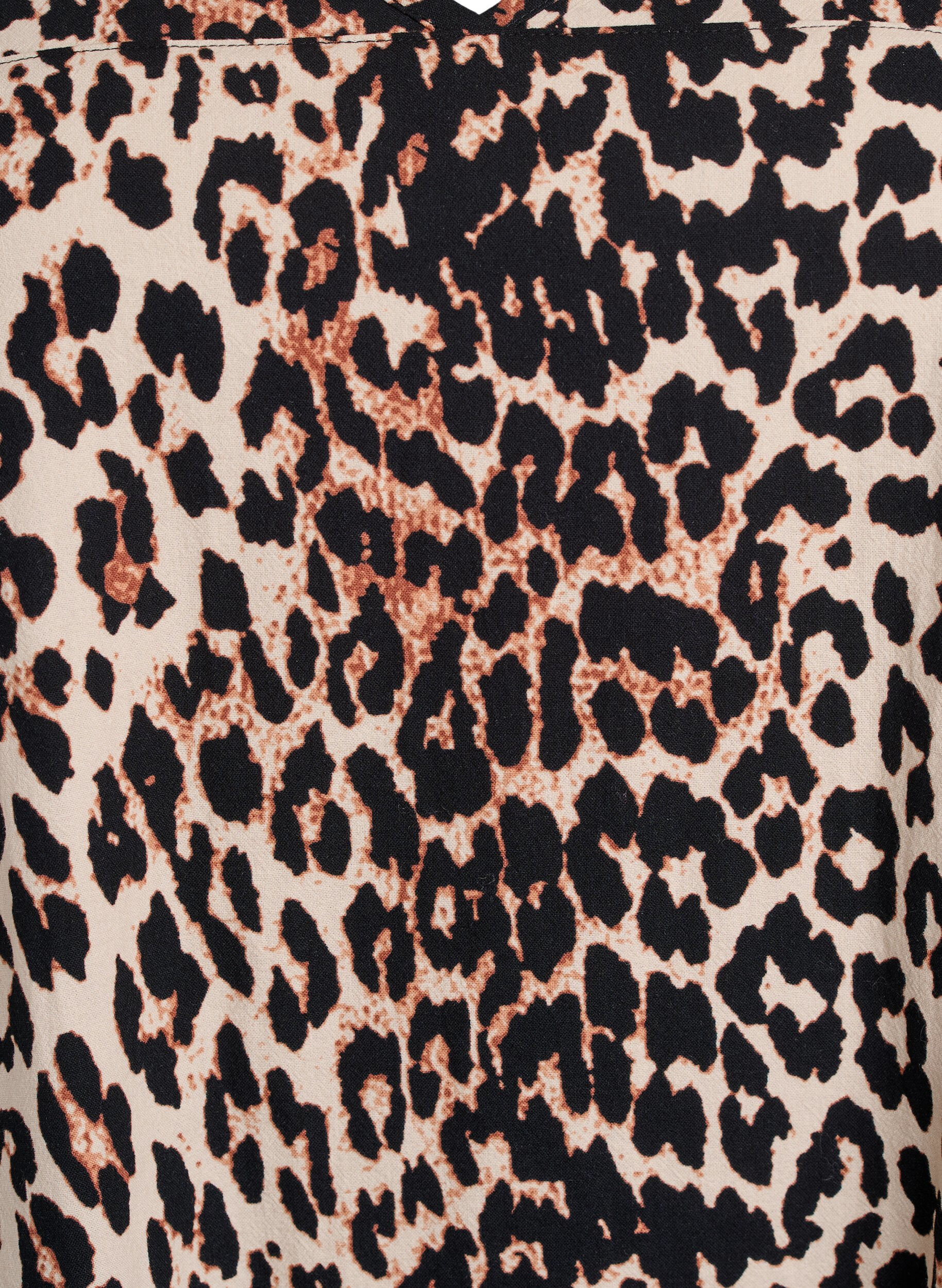 Zizzifashion Short A-line dress with leopard print, Brown, Packshot image number 2