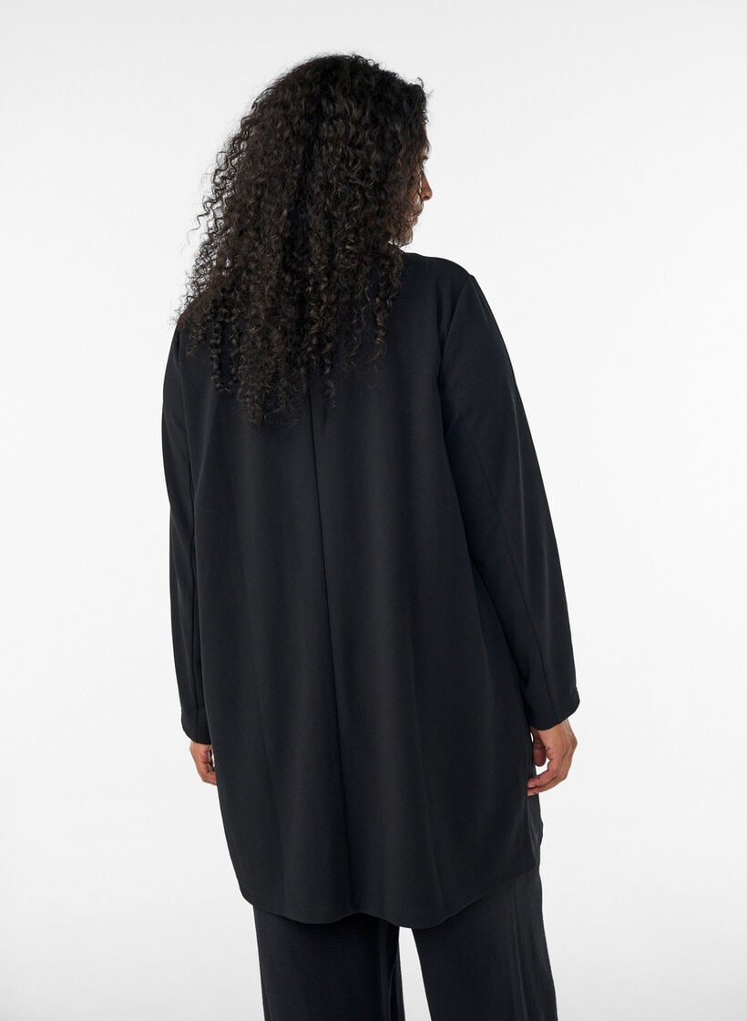 Long blazer with pockets, Black, Model image number 2