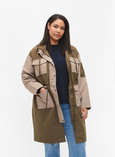 Contrast jacket with pockets, Dark Olive Comb., Model image number 0