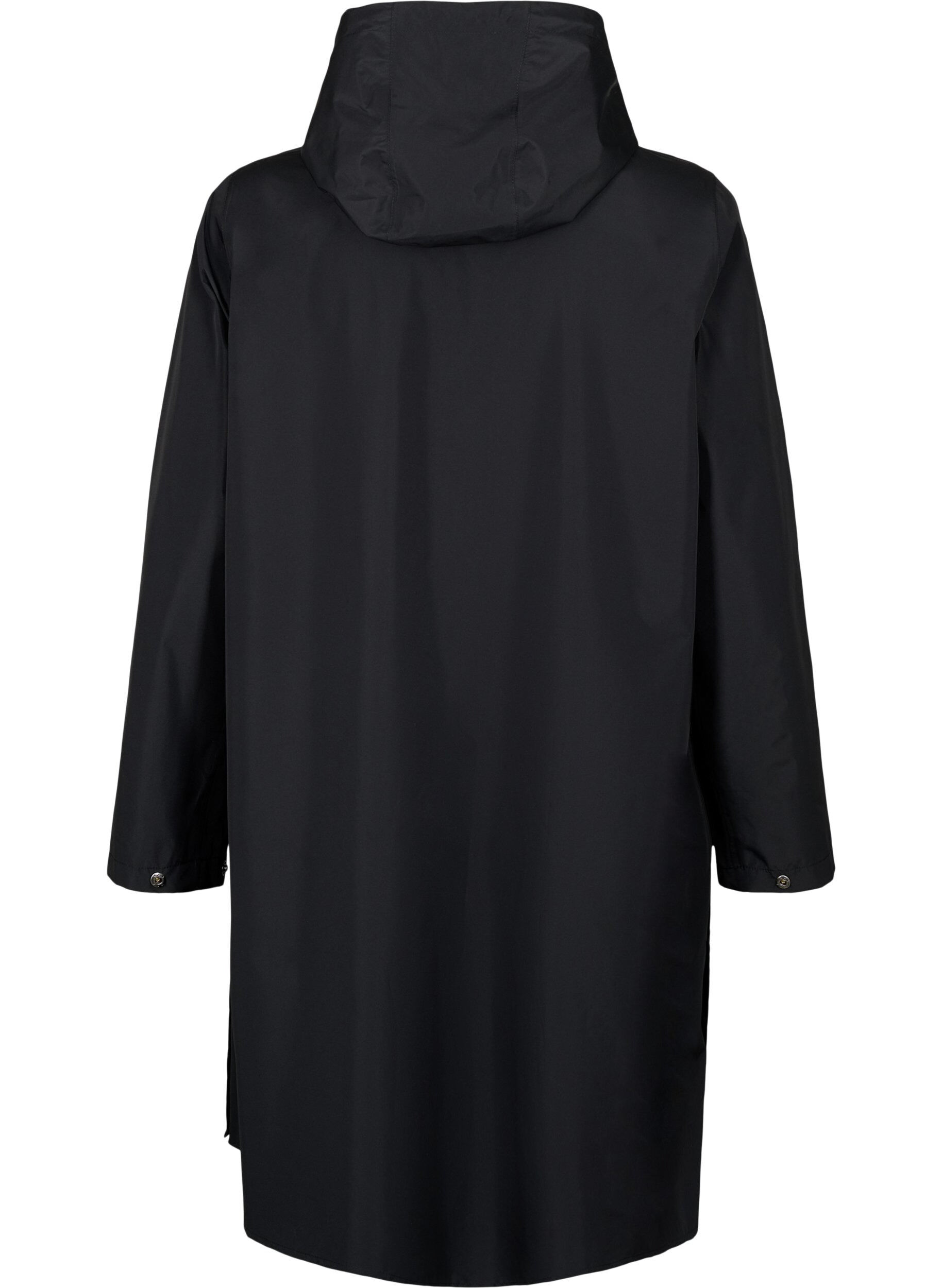 ZizzifashionRaincoat with pockets and hood, Black, Packshot image number 1