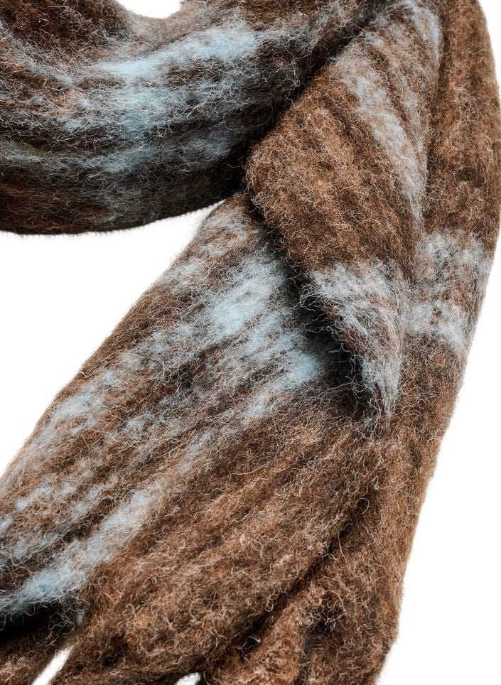 Soft scarf with fringes, Brown, Packshot