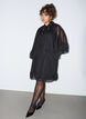 Sleeveless dress with chiffon cape, Black, Model image number 1