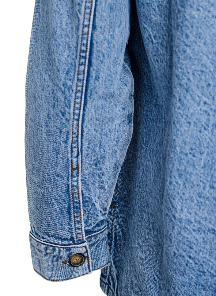 Denim shirt with half placket and chest pockets, Light Blue, Packshot image number 3