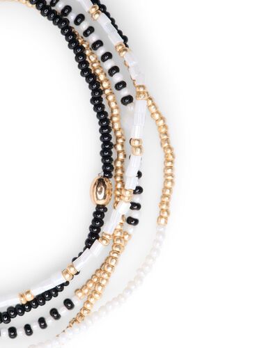 5-pack pearl bracelets, Black/Gold Mix, Packshot image number 1