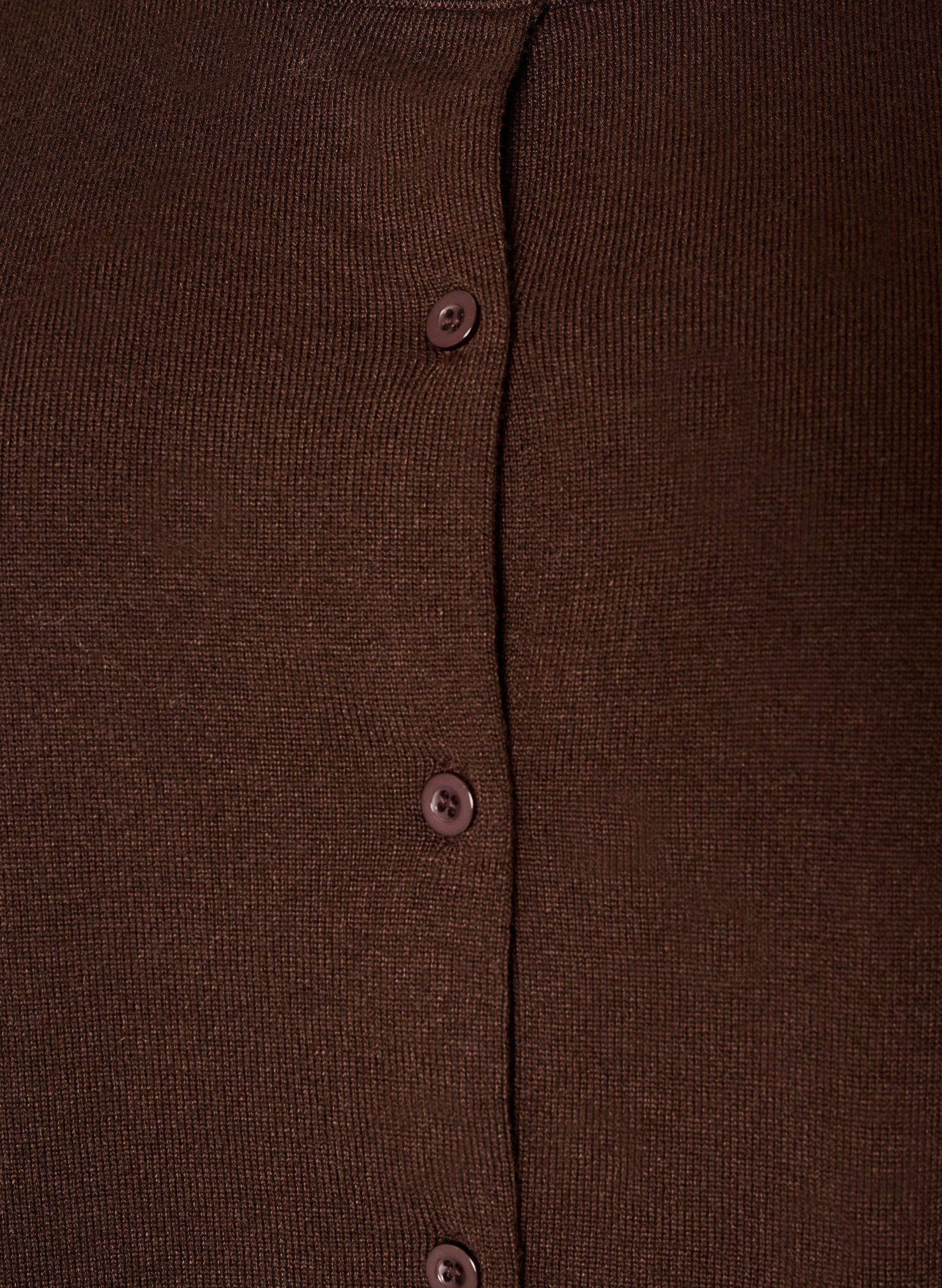 ZizzifashionFine-knit cardigan with round neck, Brown, Packshot image number 2