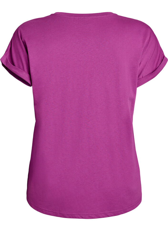 Short-sleeved t-shirt in a cotton blend, Purple, Packshot image number 1