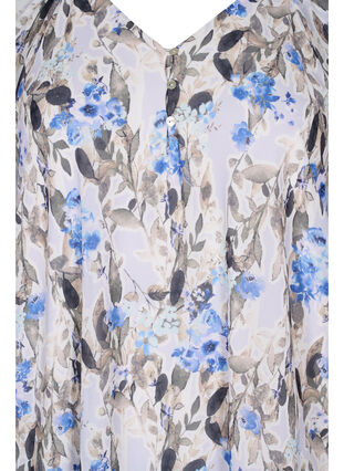 Floral party blouse with short sleeves, Blue Flower AOP, Packshot image number 2