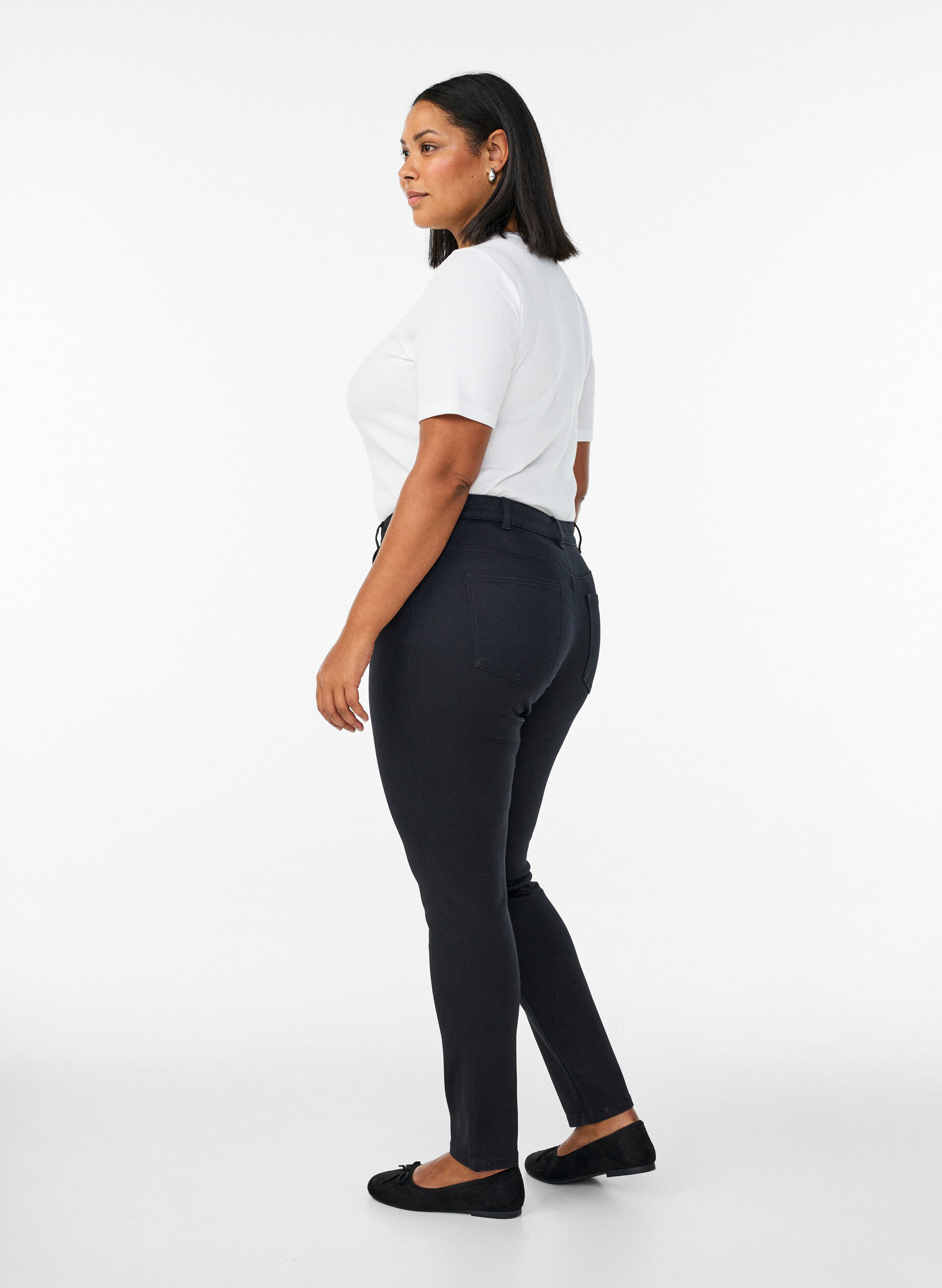 ZizzifashionSlim fit Emily jeans with normal waist, Black, Model image number 1