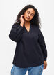 Long sleeve blouse with decorative details, Black, Model image number 0