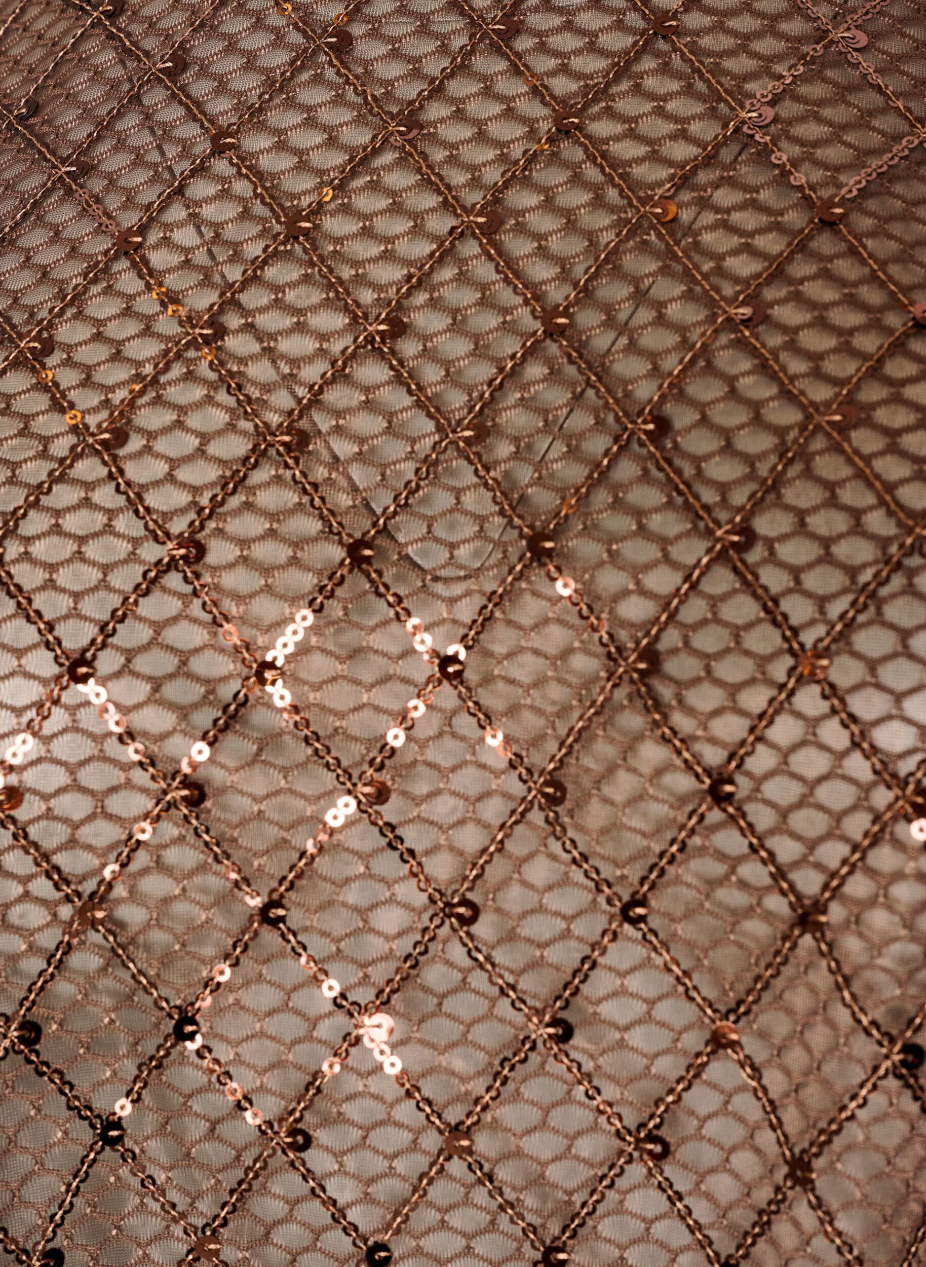 ZizzifashionSheer blouse with sequins and a diamond pattern, Brown, Packshot image number 2