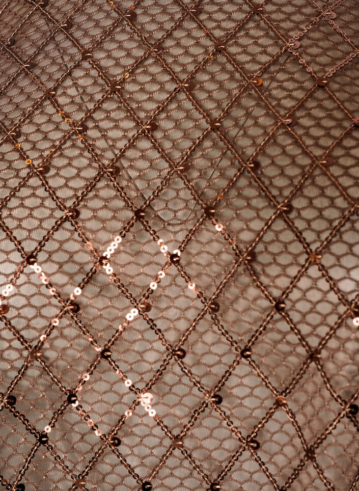 Sheer blouse with sequins and a diamond pattern, Brown, Packshot image number 2