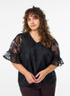 Organza-look party blouse with a tone-on-tone pattern, Black, Model image number 0