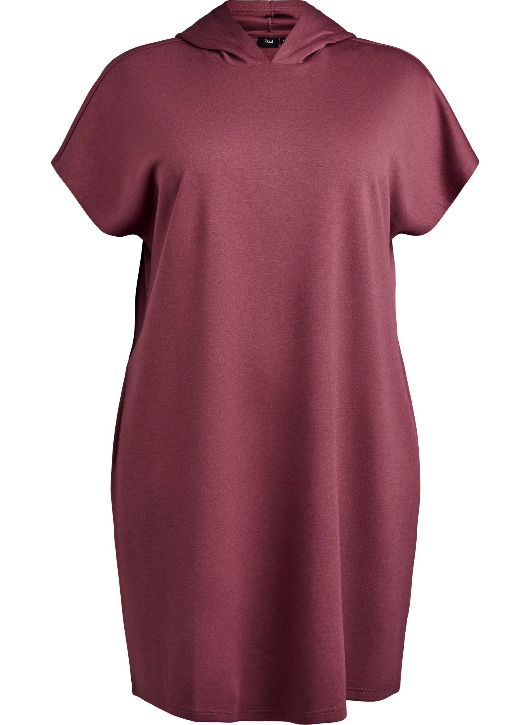 Zizzifashion Short sleeve sweat dress in modal mix, Brown, Packshot image number 0