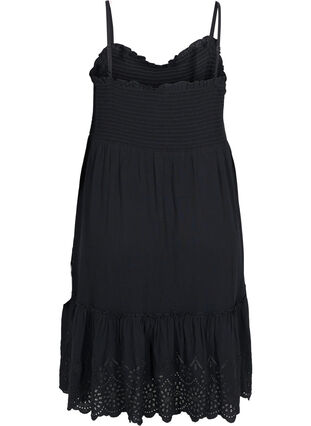 Viscose smock beach dress with embroidery anglaise, Black, Packshot image number 1