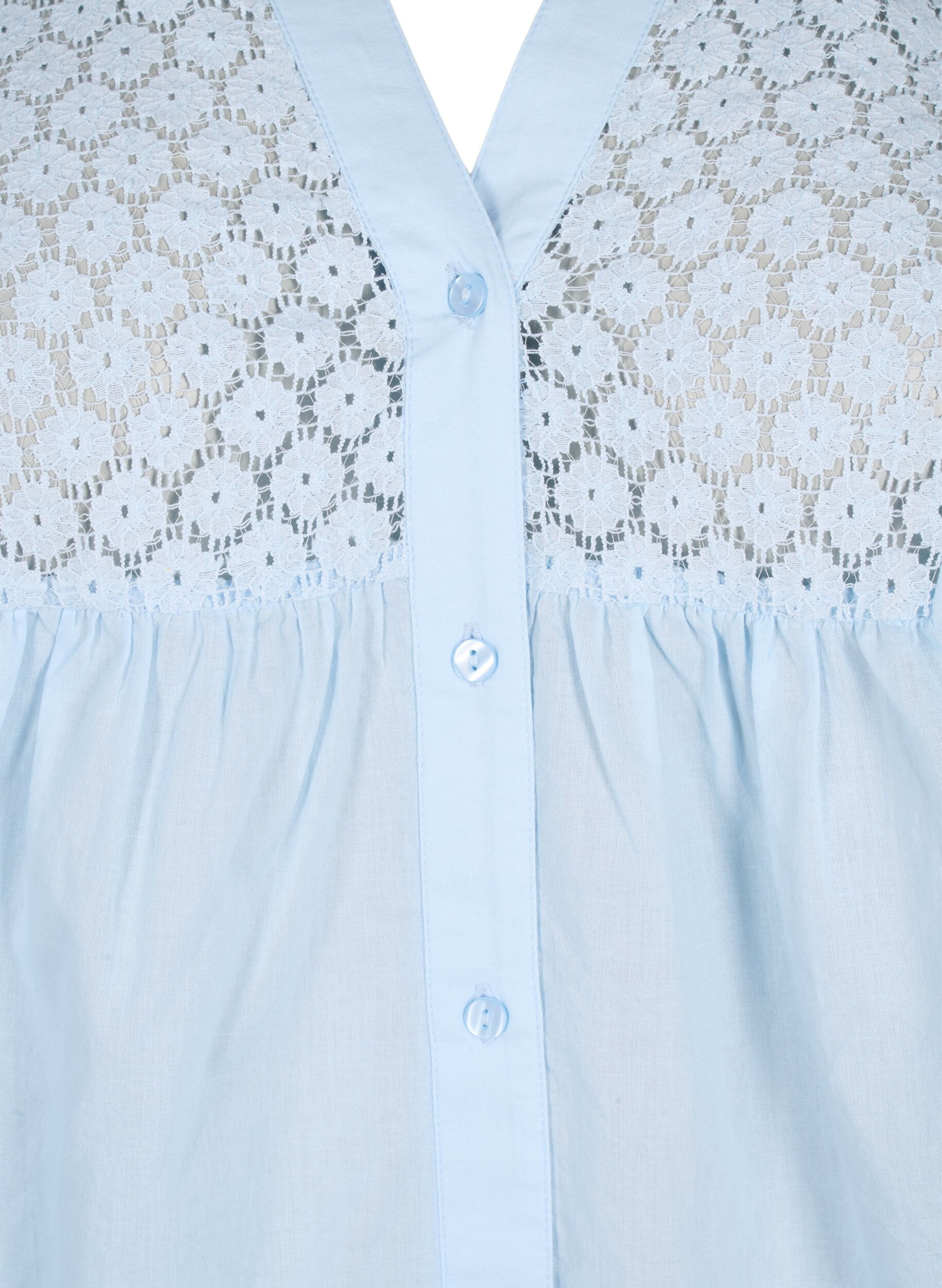 Zizzifashion FLASH - Shirt with crochet detail, Cashmere Blue, Packshot image number 2