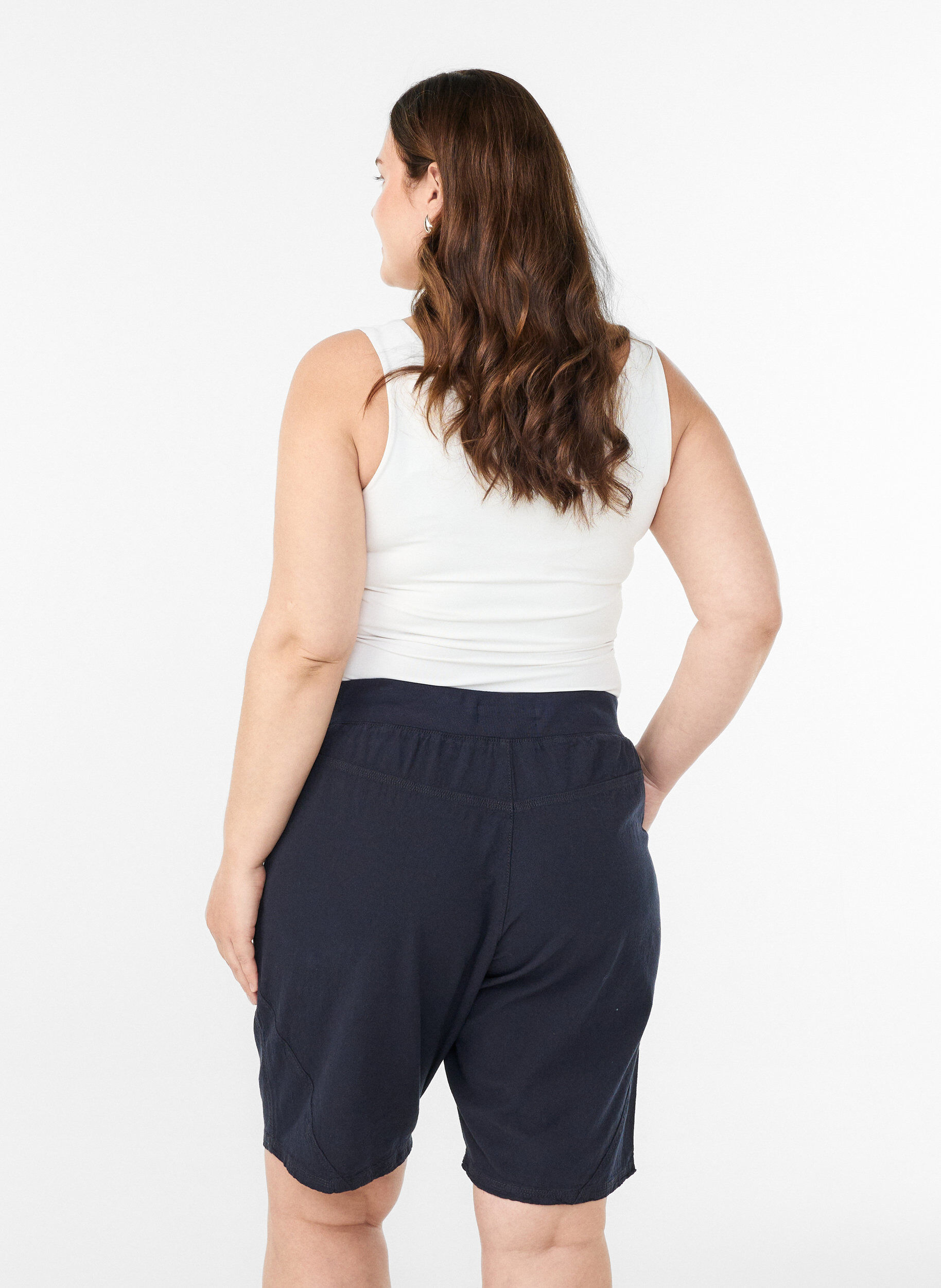 ZizzifashionLoose cotton shorts with pockets, Blue, Model image number 2