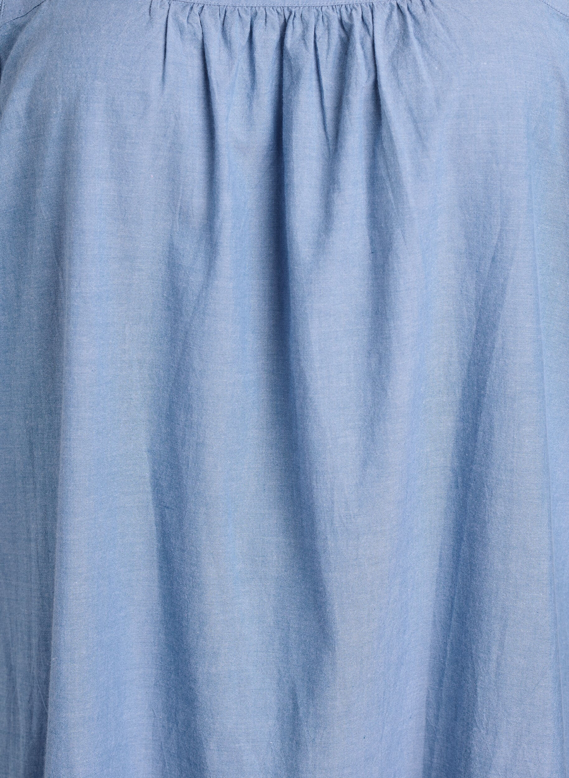 ZizzifashionMidi dress in cotton with ruffle details, Light Blue, Packshot image number 2