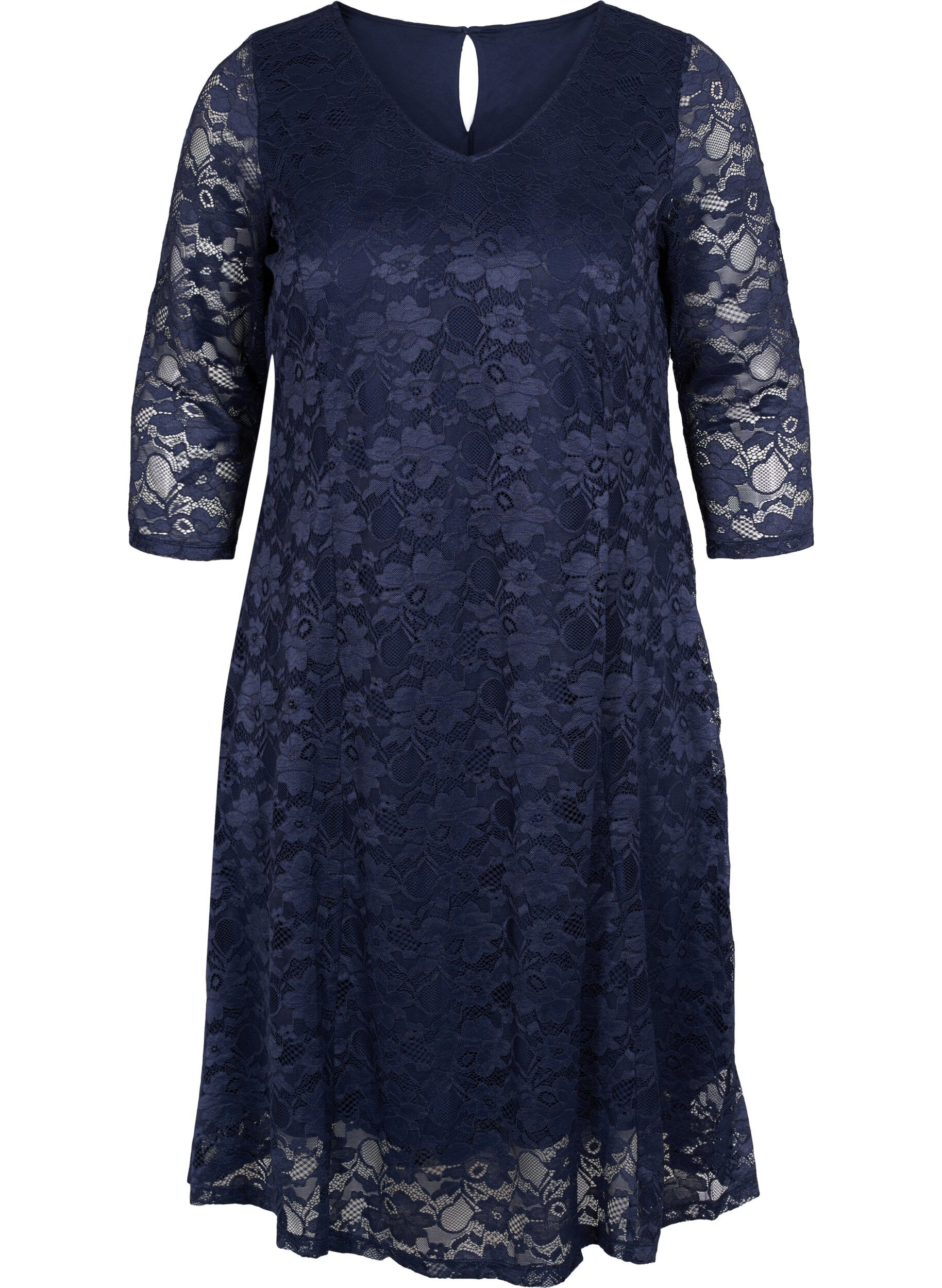 Zizzifashion Lace dress with 3/4 sleeves, Navy Blazer, Packshot image number 0