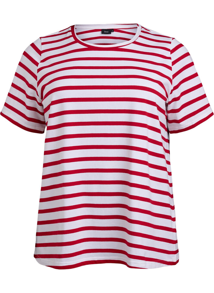 Striped T-shirt in organic cotton, Red, Packshot image number 0