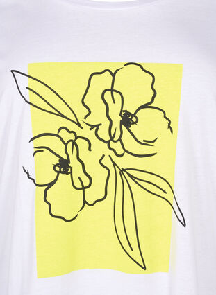 Cotton T-shirt with a motif, B. White w. Sulphur, Packshot image number 2