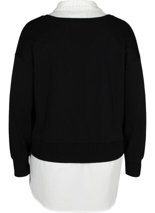 Sweater with attached shirt, Black, Packshot image number 1