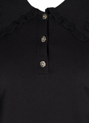 Viscose blend knitted blouse with ruffle collar, Black, Packshot image number 2
