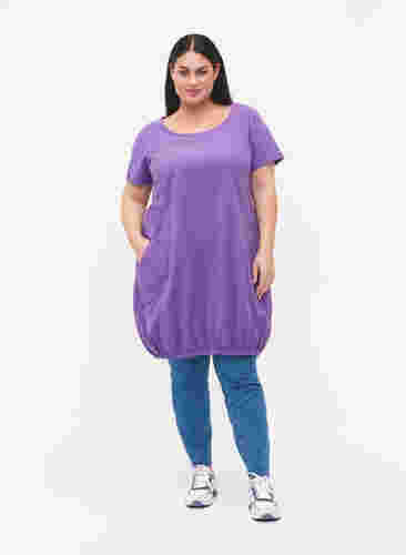 Short-sleeved cotton dress, Deep Lavender, Model image number 2