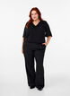 Viscose blouse with v-neck and embroidery detail, Black, Model image number 1