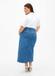 Midi-length denim skirt with back slit, Denim Blue, Model image number 1