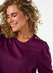 Blouse with button detail and short puff sleeves, Dark Bordeaux, Model image number 3