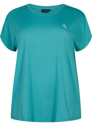 Short-sleeved workout t-shirt, Green-Blue Slate, Packshot image number 0