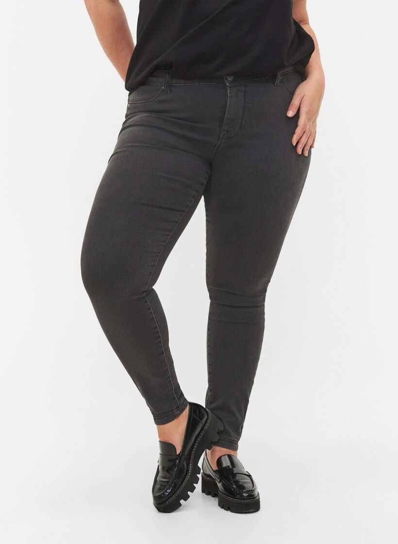 Jeggings in cotton blend, Grey Denim, Model image number 2